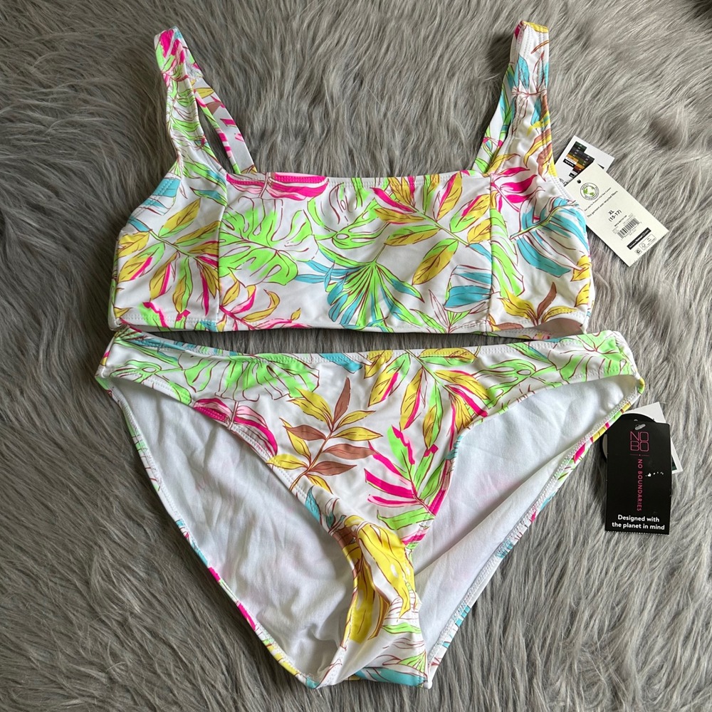 No Boundaries Bikini Womens‎ Size XL (15-17) Tropical Floral Two Piece Swimsuit
